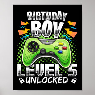 Poster Niveau 5 Débloqué Jeu Vidéo 5ème Anniversaire Game