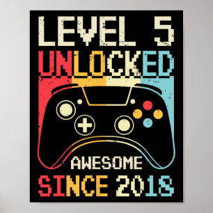 Poster Niveau 5 Jeu vidéo déverrouillé 5e anniversaire Ga
