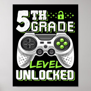 Poster Niveau 5e Débloqué Jeu Vidéo Rentrée Scolaire