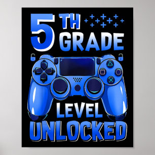 Poster Niveau 5e Débloqué Joueur Premier Jour D'école