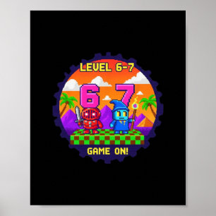 Poster Niveau 6 7 Jeu Pixel Art Six Sept Joueurs 