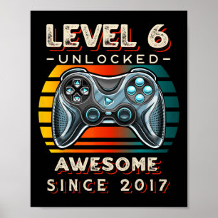 Poster Niveau 6 Jeu vidéo déverrouillé Six 6e anniversair