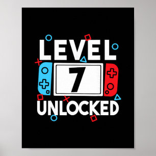 Poster Niveau 7 Débloqué Joueur 7e Anniversaire Vidéo Gam