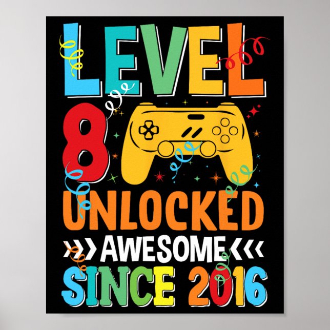 Poster Niveau 8 Déverrouillé Awesome 2016 8e Anniversaire (Devant)