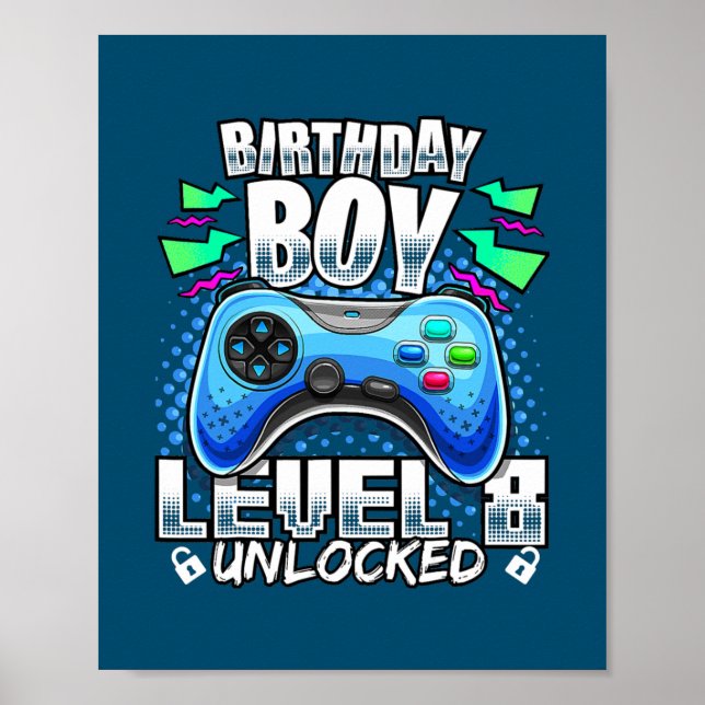 Poster Niveau 8 Jeu vidéo déverrouillé 8e Jeu d'anniversa (Devant)