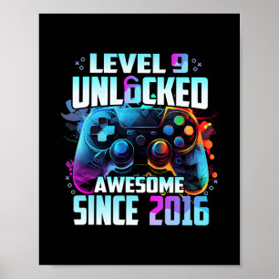 Poster Niveau 9 Débloqué Incroyable Depuis Anniversaire 9