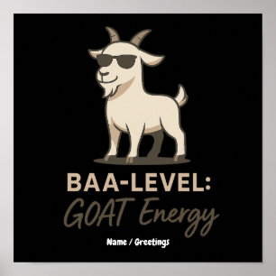 Poster Niveau Baa : Énergie de la chèvre la plus drôle et