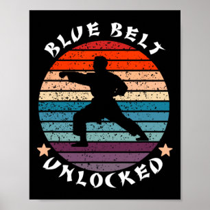Poster Niveau Ceinture bleue Déverrouillé Réussite Karate