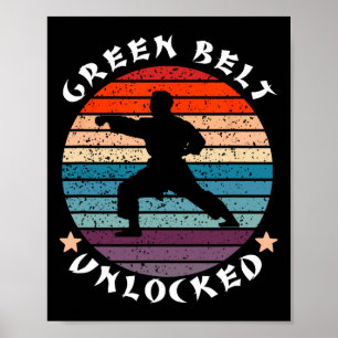 Poster Niveau Ceinture verte Déverrouillé Réussite Karate