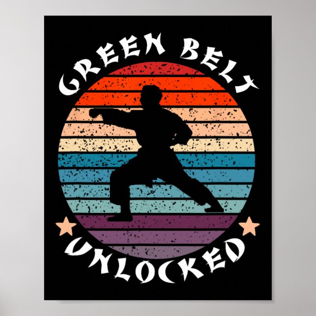 Poster Niveau Ceinture verte Déverrouillé Réussite Karate (Devant)