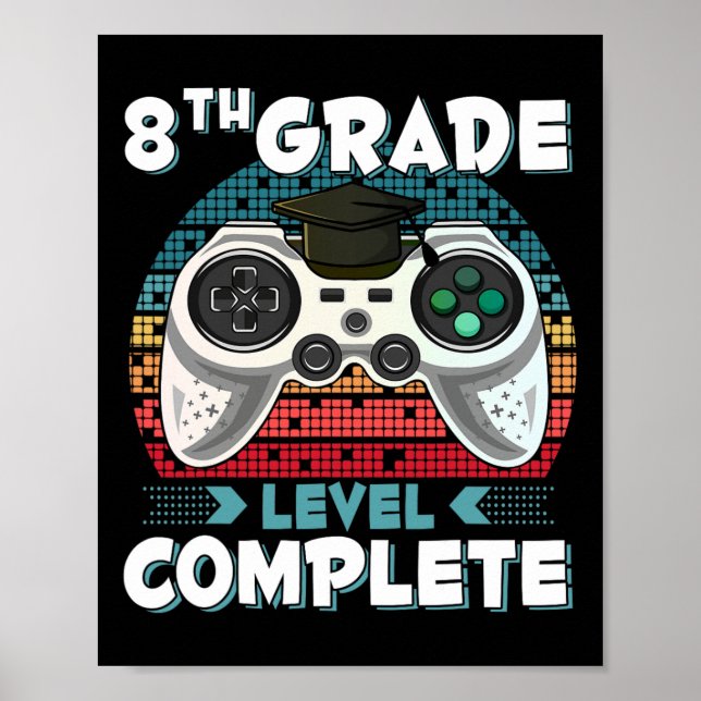 Poster Niveau de niveau complet Gamer 8e grade Gi (Devant)