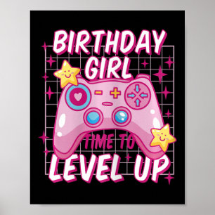 Poster Niveau Fille Déverrouillé Jeu Vidéo Anniversaire C