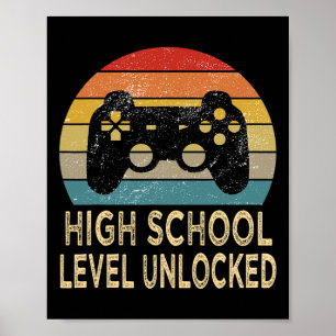 Poster Niveau Lycée Débloqué Joueur de jeux vidéo Premier