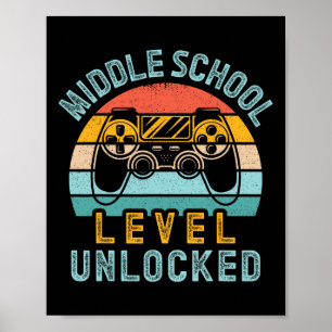 Poster Niveau Moyen Niveau Déverrouillé Jeu Vidéo Retour