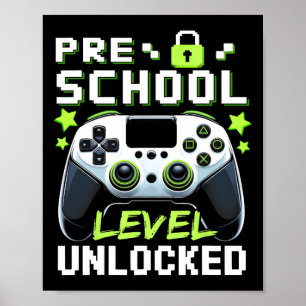Poster Niveau préscolaire débloqué Video Gamer retour à l