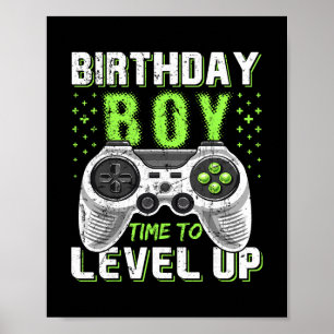 Poster Niveau supérieur garçon d'anniversaire jeu vidéo -