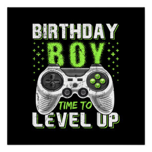 Poster Niveau Up Anniversaire Jeu vidéo pour garçon
