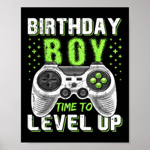Poster Niveau Up Anniversaire Jeu vidéo pour garçon