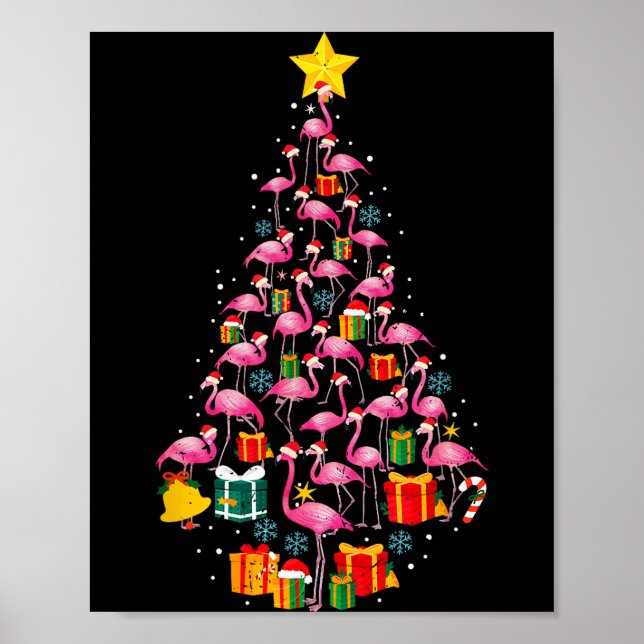 Poster Nk Flamingo Santa Merry Christmas Tree Lights Wome (Devant)