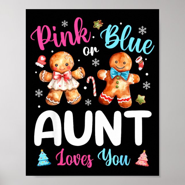 Poster Nk Or Blue Aunt Loves You Gender Reveal Christmas  (Devant)