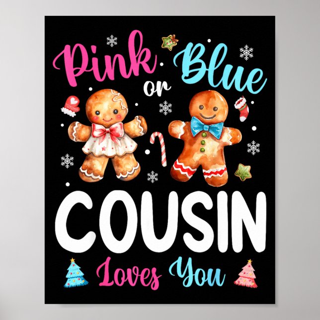 Poster Nk Or Blue Cousin Loves You Gender Reveal Christma (Devant)