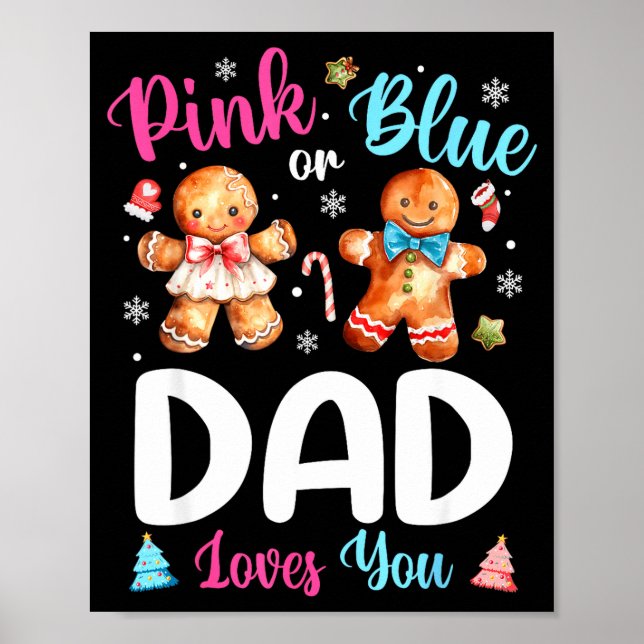 Poster Nk Or Blue Dad Loves You Gender Reveal Christmas  (Devant)