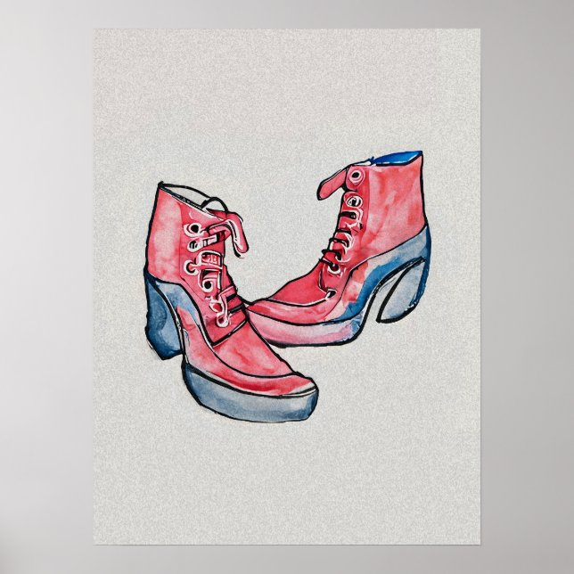 Poster No 01, Dessin À La Main De Chaussures Drôle Collec (Devant)