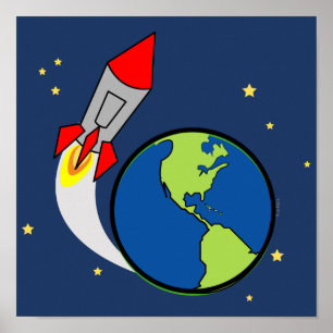 Poster no.1 espace ROCKET panneau de chambre pour garçon