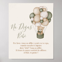 Póster No Digas Bebé letrero para Baby Dusche