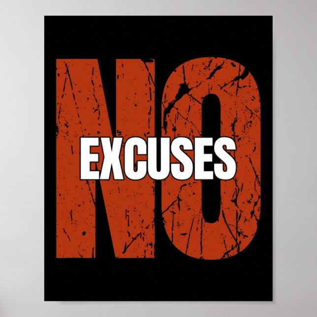 Poster No Excuses Inspirational Saying Motivational Gym W (Devant)