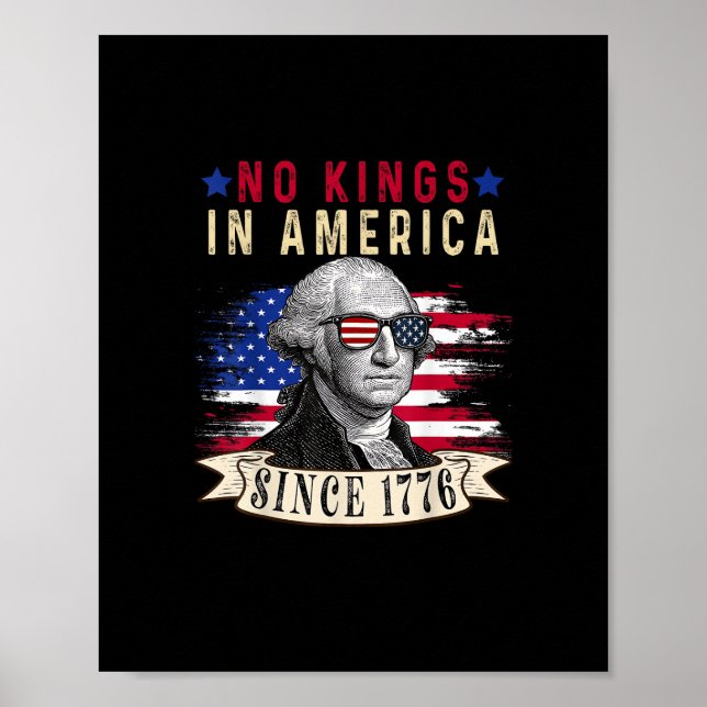 Poster No Kings In America USA Flag Retro Cool Style (Devant)