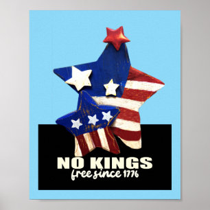 Poster No Kings Liberté Démocratie Étoiles patriotiques