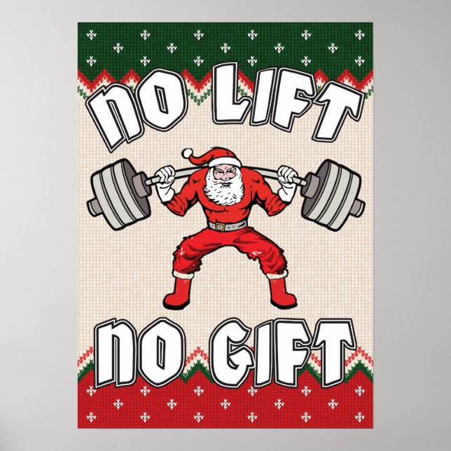 Poster No Lift No Gift - Christmas Gym - Père Noël Workou (Devant)