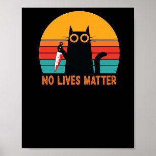Poster No Lives - Drôle Sticker Halloween Chat