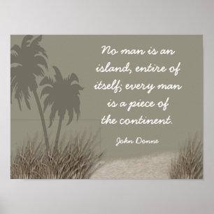 Poster No Man An Island - John Donne Citation - Art Print