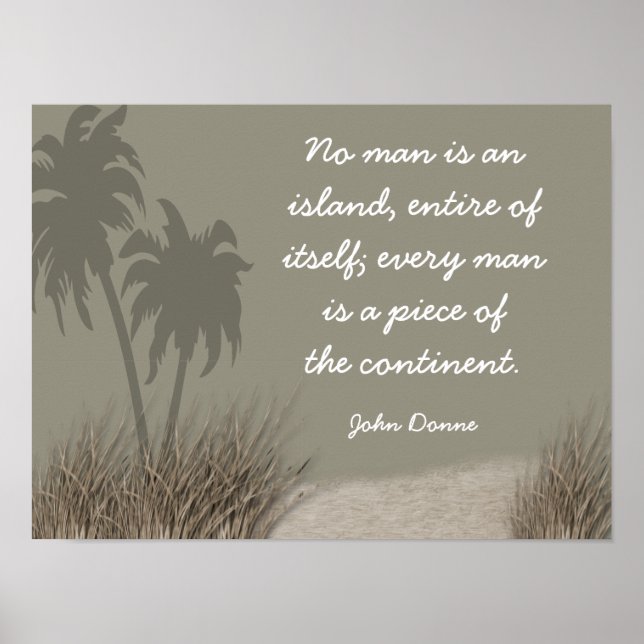 Poster No Man An Island - John Donne Citation - Art Print (Devant)