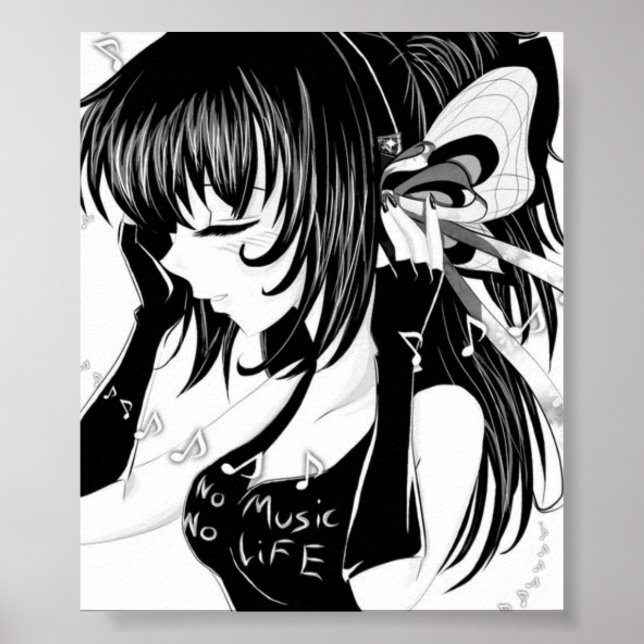 Poster No Music No Life Anime Girl (Devant)