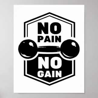 Poster No Pain No Gain | Citation Motivationnelle Gym Fit
