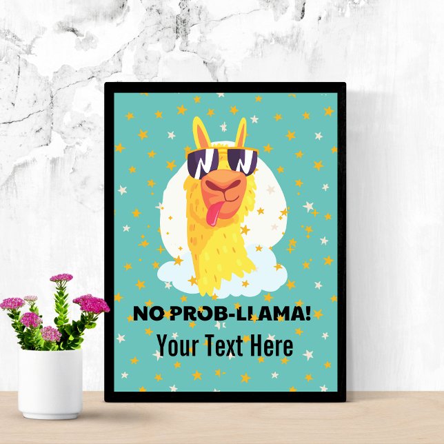 Poster No-Prob-Llama Drôle Mignonne Llama avec étoiles (Créateur téléchargé)