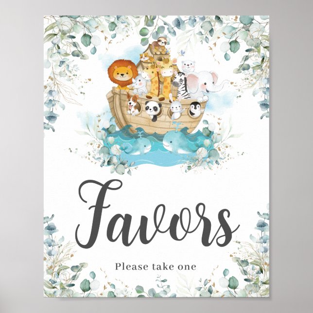 Poster Noah's Ark Eucalyptus Verdure Anniversaire Faveurs (Devant)