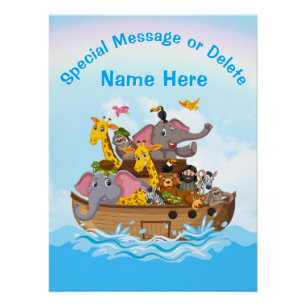 Poster Noah's Ark Wall Art, Christian Nursery Wall Decor,