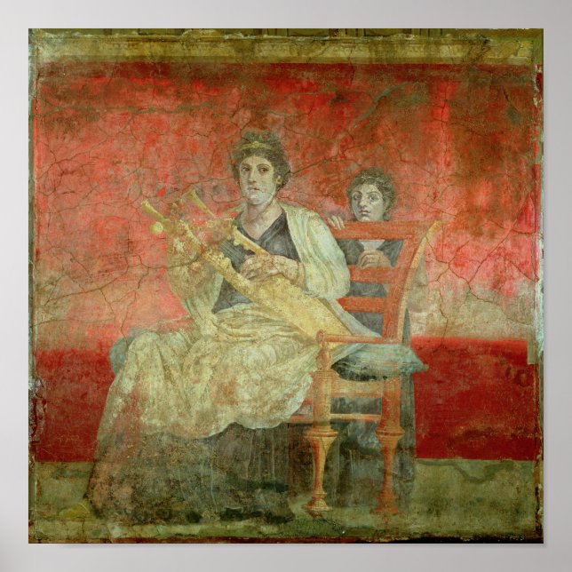 Poster Noble femme jouant une Cithera (Devant)