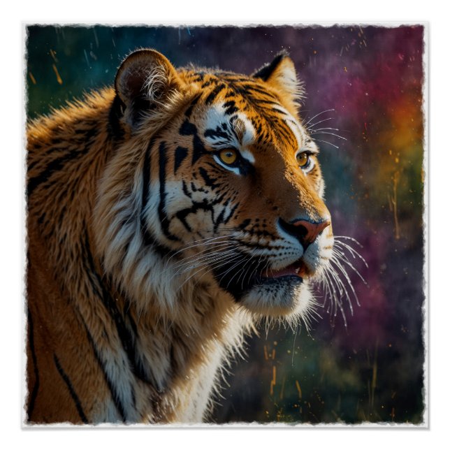 Poster Noble Tigre Peinture Portrait (Devant)