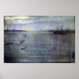 Poster Nocturne de James McNeil Whistler en bleu et or