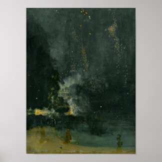 Poster Nocturne en noir et or - La fusée en chute