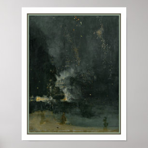 Poster Nocturne en noir et or : la fusée en chute