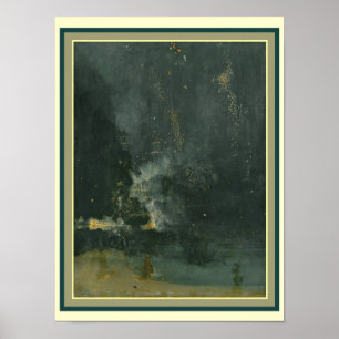 Poster Nocturne en noir et or : Rocket en baisse 12 x 16