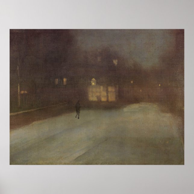 Poster Nocturne Gris et neige dorée à Chelsea par Whistle (Devant)