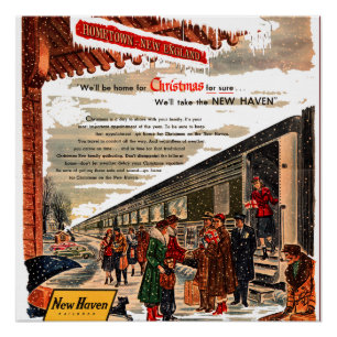 Poster Noël 1947 du chemin de fer New Haven