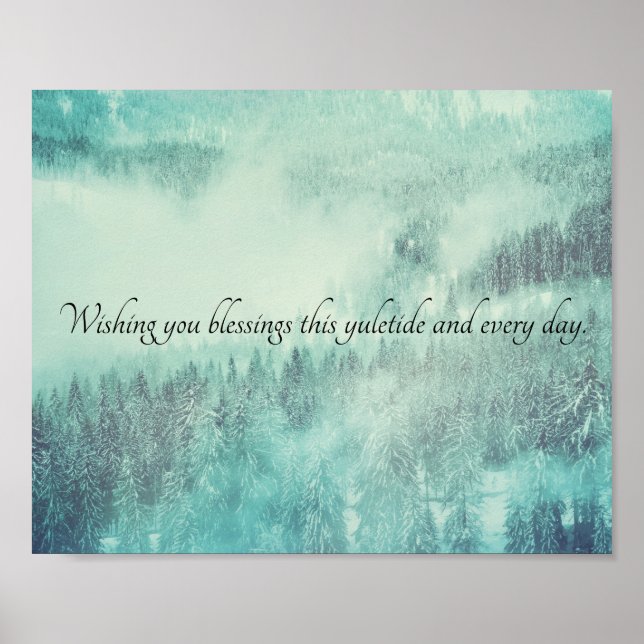 Poster Noël À feuillage persistant Forêt Solstice d'hiver (Devant)